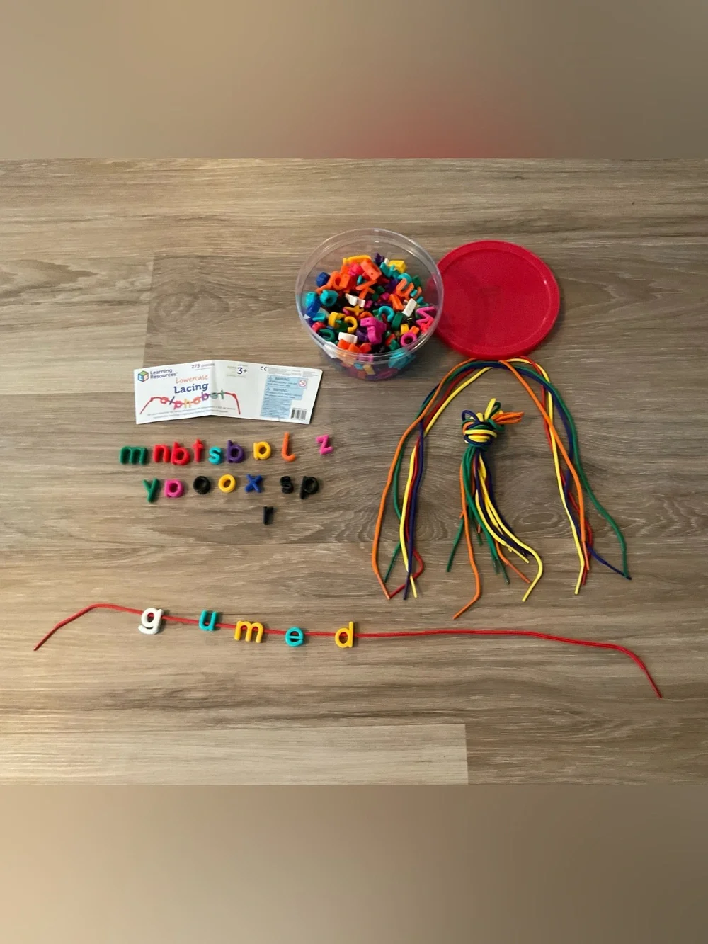 Learning Reasources | Colorful Alphabet Lacing Beads with Multicolor Laces